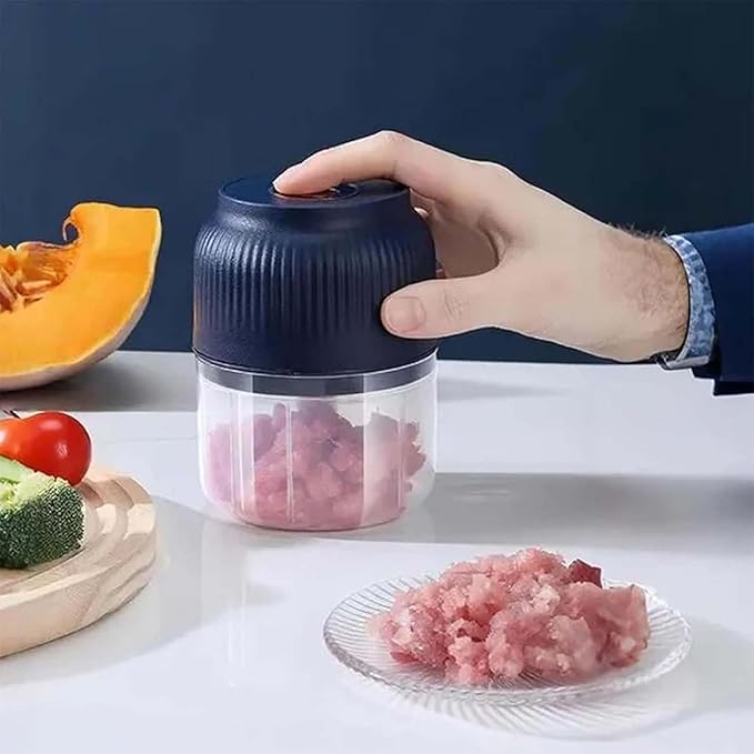 Electric Garlic Chopper, Mini Portable Veggie Cutter with 4/6 Stainless Steel Blades, Portable Wireless Rechargeable Mini Electric Garlic Food Chopper for Garlic, Onion, Chili, Nuts (2PCS-A,320ML)