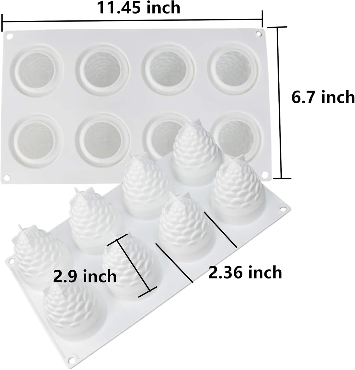 OCPO KITCHEN 3D Pinecone Silicone Mold for Baking Mousse Cake, French Dessert, Soap, Candles, Christmas Cake Decorating Mold, Pinecone Shape (8-Cavity)