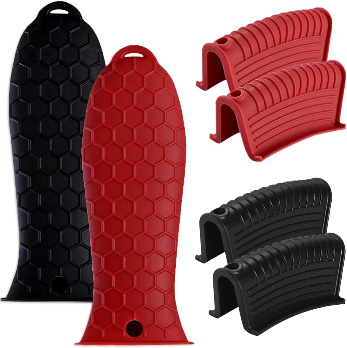 6 Pieces Silicone Heat Resistant Handle Covers Hot Pot Pan Grip Sleeves Non-Slip Pot Skillet Holder Washable Silicone Cover for Home Kitchen Cooking Accessories