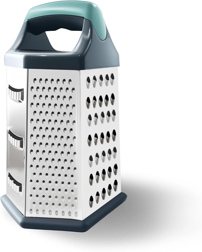 Cheese Grater, Box Graters for Kitchen, 6 Sides Stainless Steel Food Shredders for Cheese Vegetables Potatoes Carrot