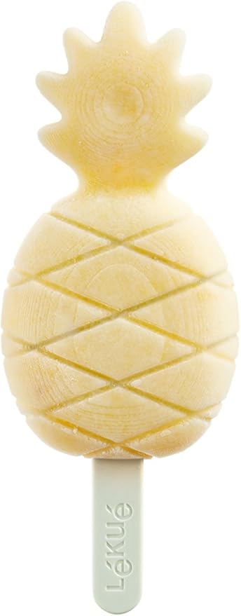 Lékué Set of 4 Tropical Popsicle & Ice Cream Molds + Sticks & Lids | Fun Shape Homemade Freezer Ice Pops | Flexible Platinum Silicone for Easy Fill & Unmold | Reusable & Dishwasher Safe| Multicolor