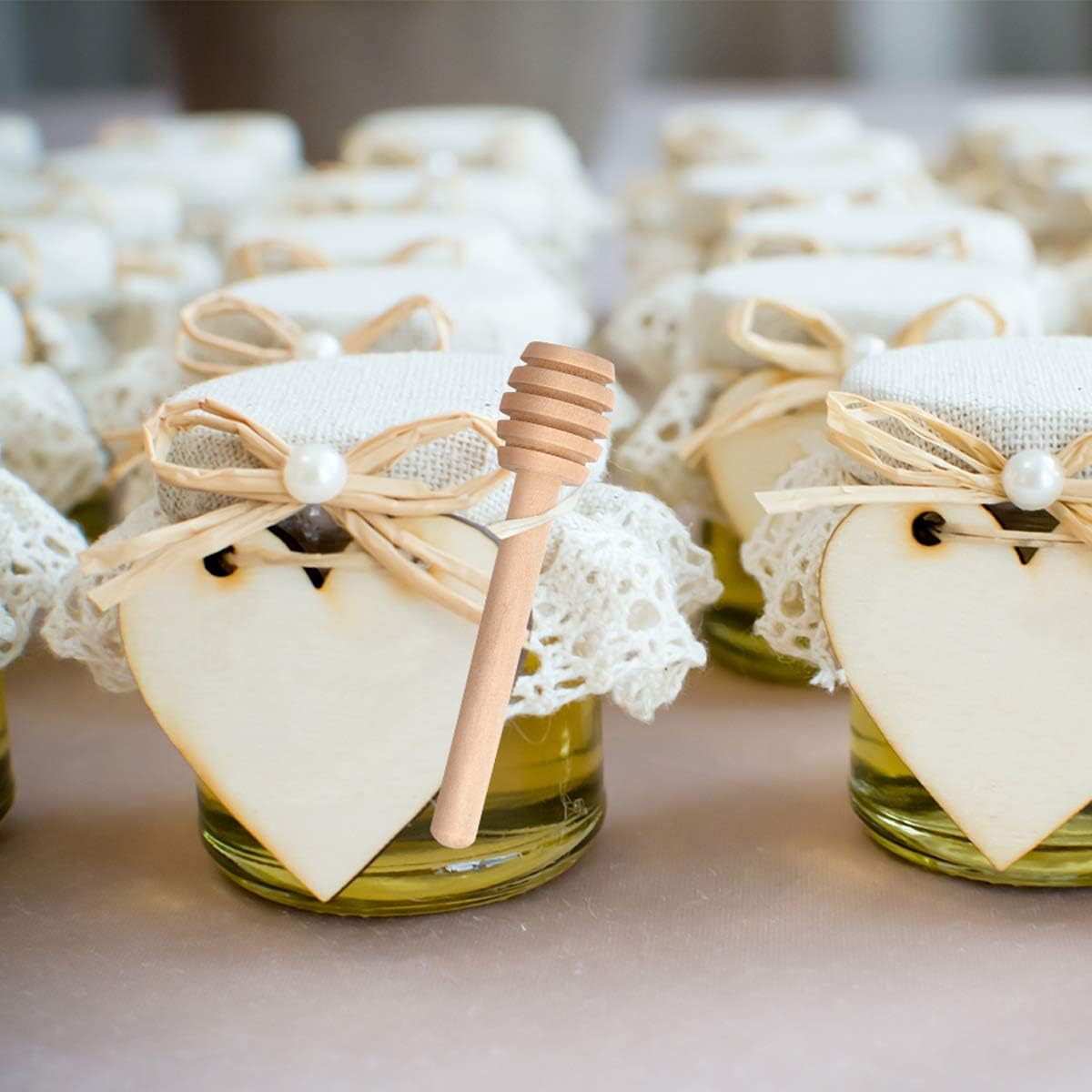 51 PCS Honey Sticks Dipper, 3 Inch Mini Wooden Honeycomb Sticks, Small Honey Stirrer Stick, Honey Sticks for Honey Jar Dispense Drizzle Honey and Wedding Party Favors Gift