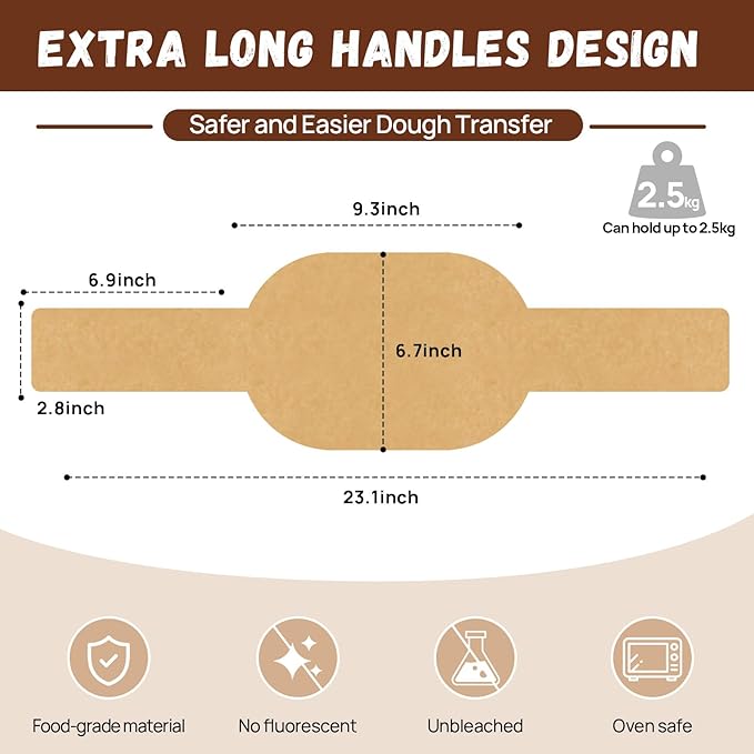PLAPITATE Parchment Bread Sling for Dutch Oven, Non-Stick Unbleached Bread Baking Mat, 50 Pcs Disposable Bread Sling for Sourdough Tools ＆ Accessories (Oval)