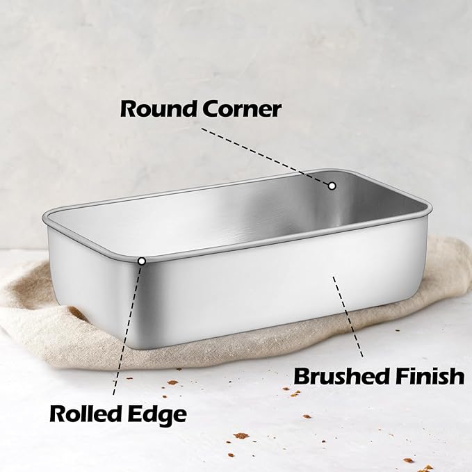 Leonyo 2 Pack Loaf Pans for Baking Bread, 9x5IN Stainless Steel Loaf Pans for Homemade Bread, Meatloaf, Bananas, Brownies, Lasagnas, Dishwasher Oven Safe
