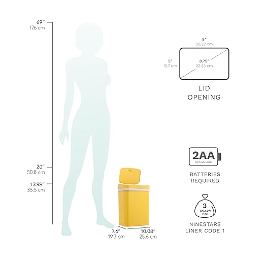 Touchless Motion Sensor Trash Can with Sealing Lid Automatic Soft Close Silent Bathroom Kitchen Office Waste Bin Narrow Rectangular ABS Hands Free Smart Home Garbage Container (Yellow)