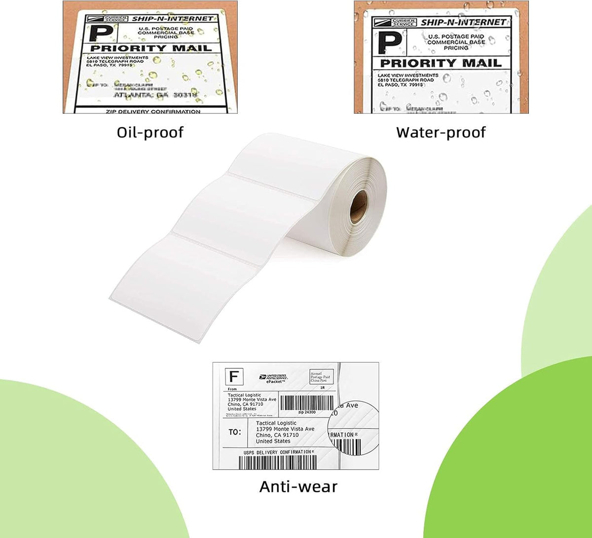 4" x 3" Direct Thermal Labels, Thermal Printer Labels for Shipping Address Barcodes, Thermal Stickers Compatible with Zebra, Rollo, Munbyn Thermal Labels Printers (12 Rolls, 500 Labels/Roll)