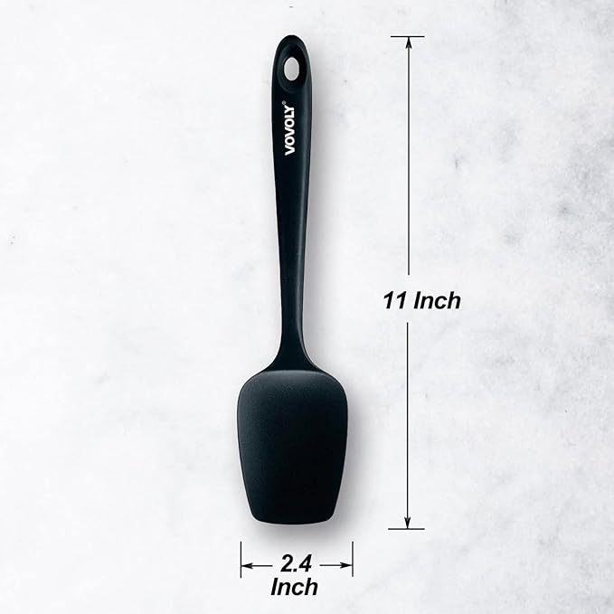 Silicone Spatula Set, High Heat Resistan Rubber Spoon Spatula, Non-Stick Spoonula with Seamless One Piece Design, Flexible Scrapers Baking Mixing Tool,3 Pack, Black