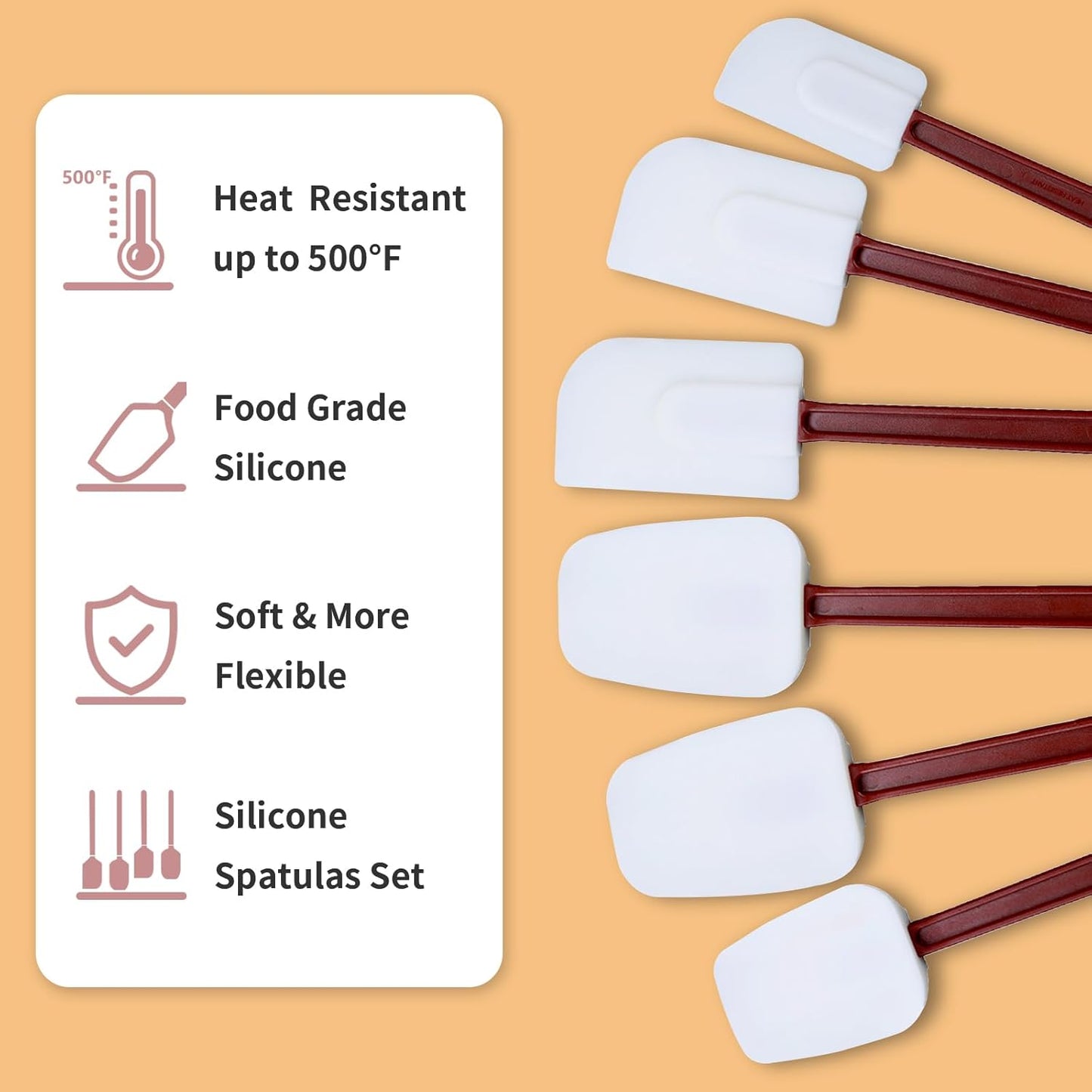 16.5 INCH Silicone Spatulas Heat Resistant Heavy Duty Rubber Spatulas Commercial Spatulas Set for Kitchen Use Silicone Cooking Utensils Sets of 2