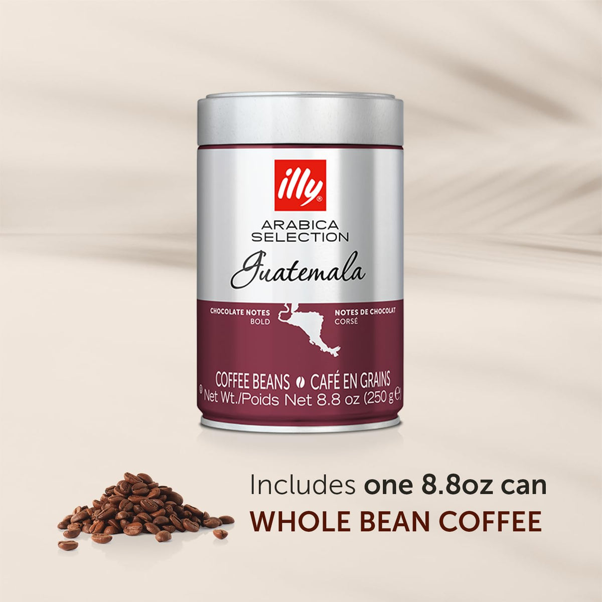 illy Whole Bean Coffee - Perfectly Roasted – Guatemala Dark Roast - with Notes of Chocolate – Complex & Balanced - 100% Arabica Beans - No Preservatives – 8.8 Ounce
