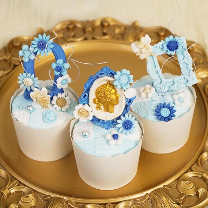 Art Molds for Polyclay Air Dry Clay Plaster Epoxy Resin Fondant Cake Decor Cameo Flourish