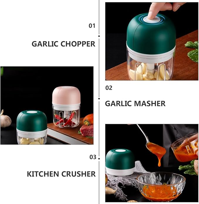 1pc Electric Mini Garlic Chopper Practical Food Slicer Cordless Garlic Grater Ginger and Vegetables Easy to Clean Safe for Machine Use