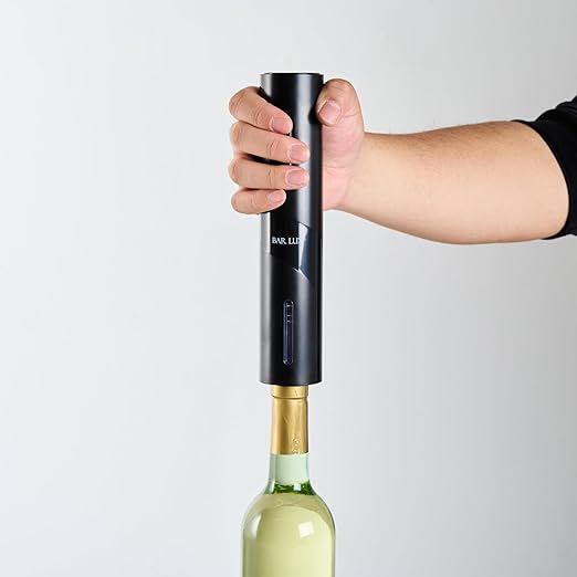 Restaurantware Electric Wine Opener 1 Count 1.9 x 1.9 x 9.1 Inches Battery Operated Plastic Corkscrew With Foil Cutter Compact Black Design For Quick One-Touch Uncorking