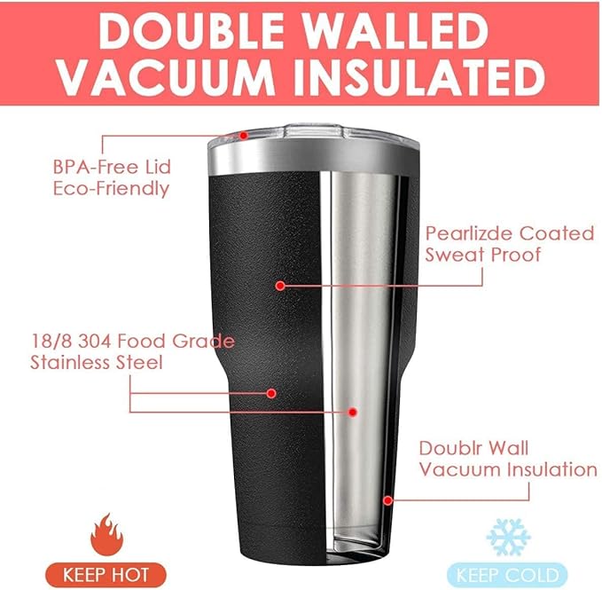 30oz Stainless Steel Travel Mug with Lid, 6 Pack Double Wall Vacuum Insulated Bulk Tumbler, Powder Coated Coffee Cup Suitable for Vehicle Cup Holders(Black)