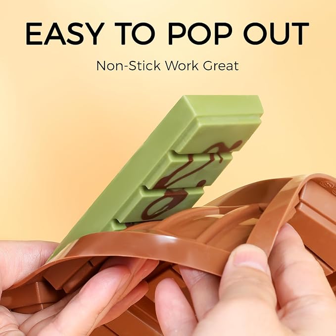 Chocolate Molds, Non-Stick Chocolate Bar Mold, Food Grade Silicone Deep Mold for Dubai Chocolate Bar Pistachio, Snacks - Set of 3