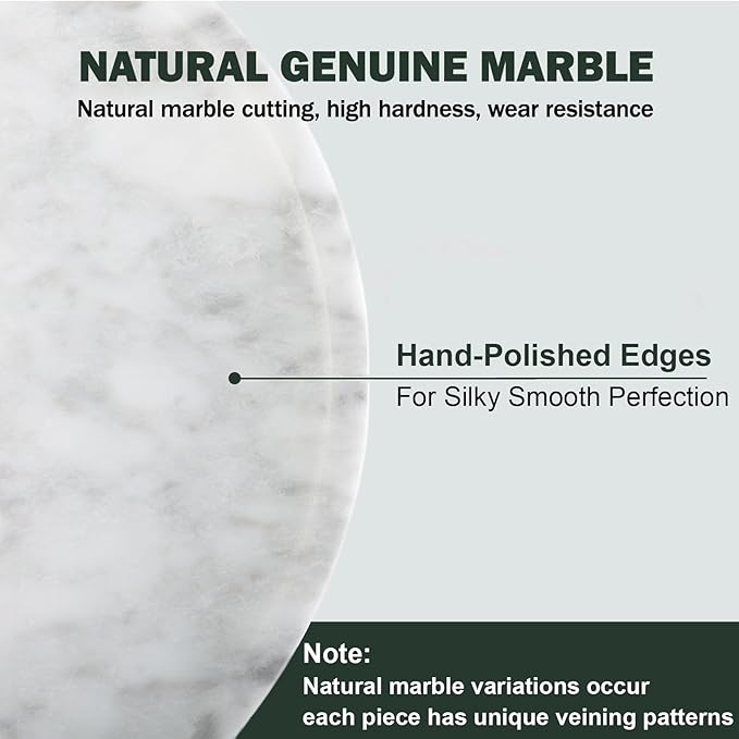 Natural Marble Decorative Tray for Bathroom Bedroom Kitchen Dresser, 11” Round Vanity Trays for Jewelry, Perfume, Cosmetic, Candle, Countertop Storage Organizer for Home Decor White, Arabescato