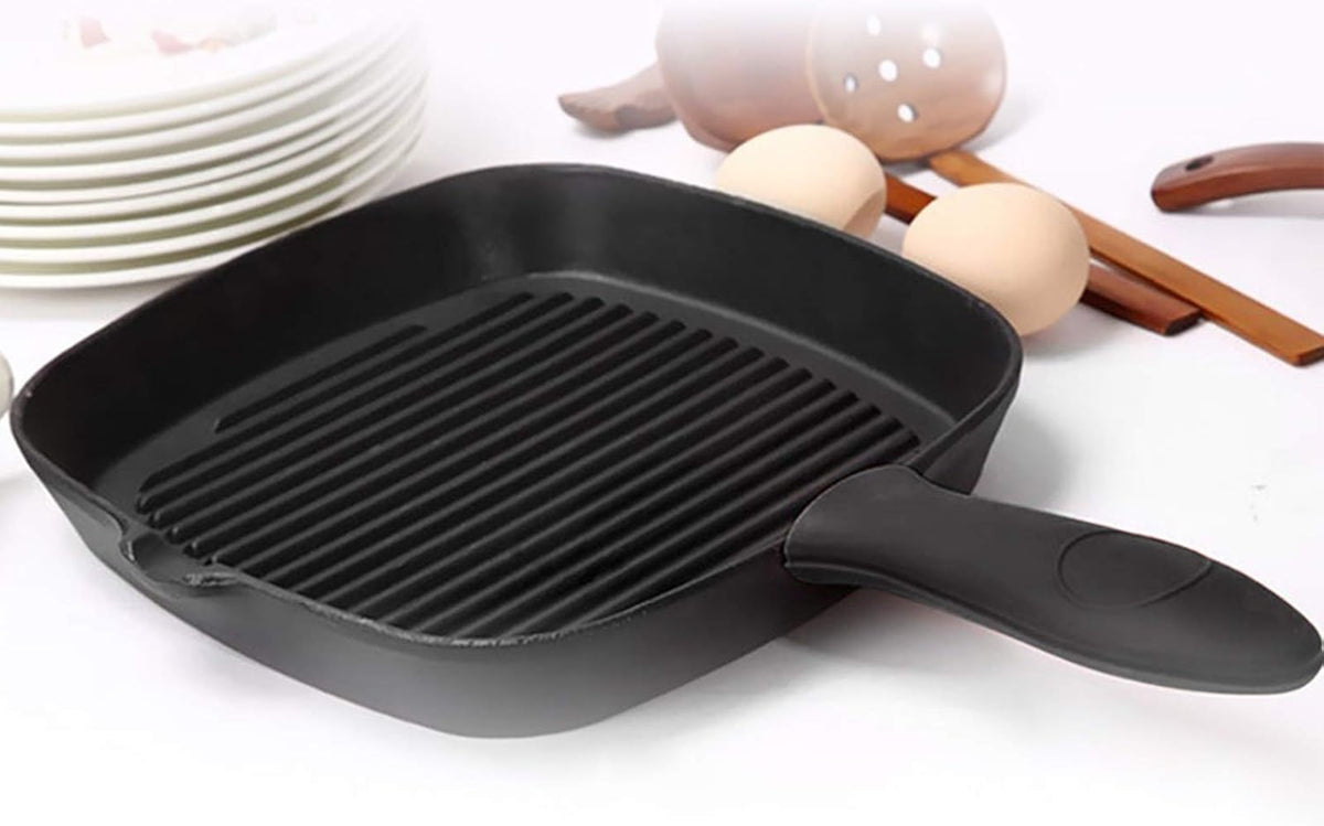 Silicone Hot Handler Holder Reusable Diswasher 6 Pcs Heat Resistant Pot Handle Sleeve Non-Slip Potholder Dishwasher Safe Rubber Grip Handle Cover For Pans, Cast Iron, Griddles, Cookware Handles Black