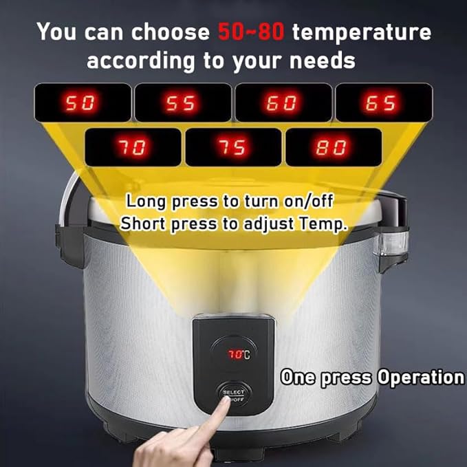 Commercial Rice Warmer(Not Rice Cooker) 55 Raw/110 CUP Portable 20L Big Food Warmer / 122℉- 178℉ Adjustable Temperature/ 130W/ Non-stick Inner Pot