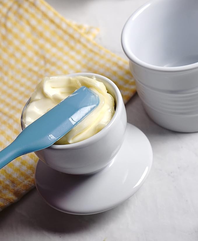 RSVP International Butter Pot 2 Piece, Dishwasher Safe, 3.5 x 3.5 x 4", White Stoneware