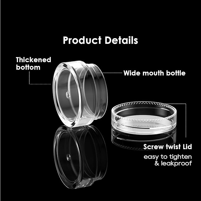 50 Pack 5 Gram 0.17OZ Clear Plastic Containers with Transparent Lids, Small Round Cosmetic Jars Makeup Travel Containers Jar for Cream, Bead, Eye Shadow, Samples, Lotions, Powders, Lip Gloss