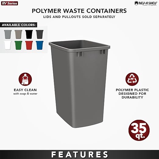 Rev-A-Shelf 35 qt. Silver Polymer Replacement Waste Container Pullouts