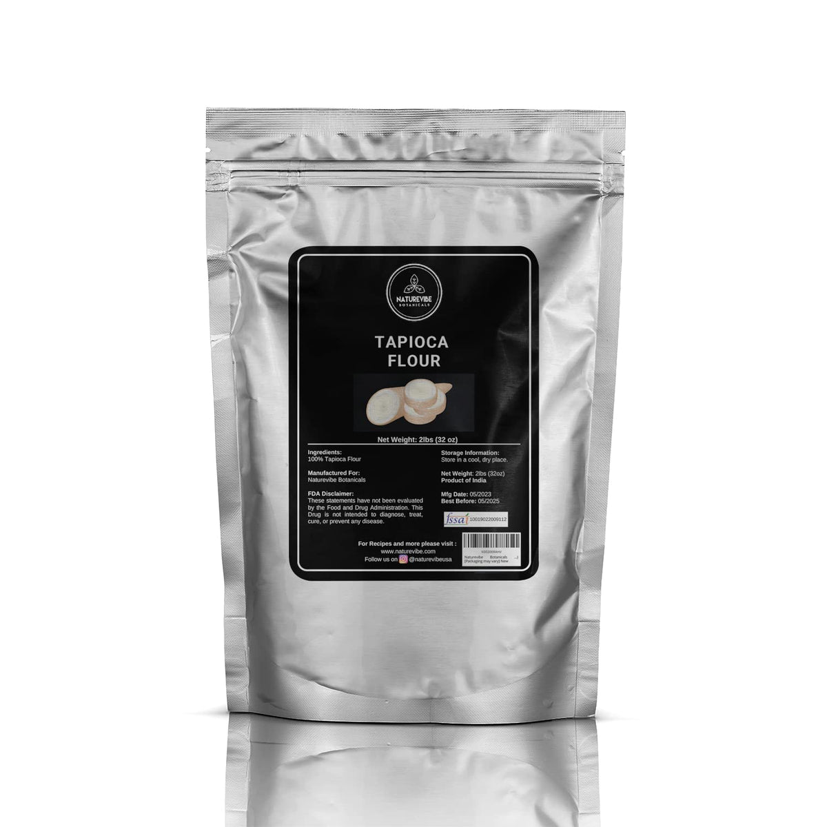 Naturevibe Botanicals Tapioca Flour 2lb Premium Quality | Used for Baking and as Thickener