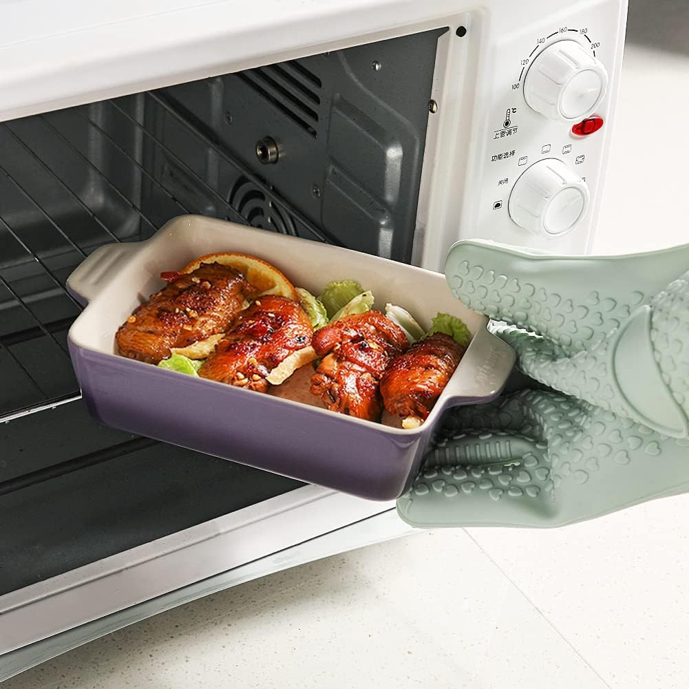 Sweejar Ceramic Baking Dish, Rectangular Small Baking Pan with Double Handles, 20 Oz for Cooking, Brownie, Kitchen, 6.5 x 4.9 x 1.8 Inches (Gradient Purple)