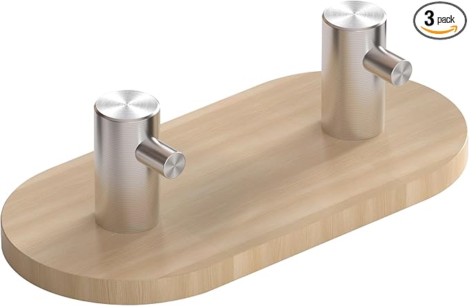 Kayqi 304 Stainless Steel Minimalist Hooks, Suitable for Various Settings Such as bathrooms, Kitchens, and entryways (Set of 3). (Silver)