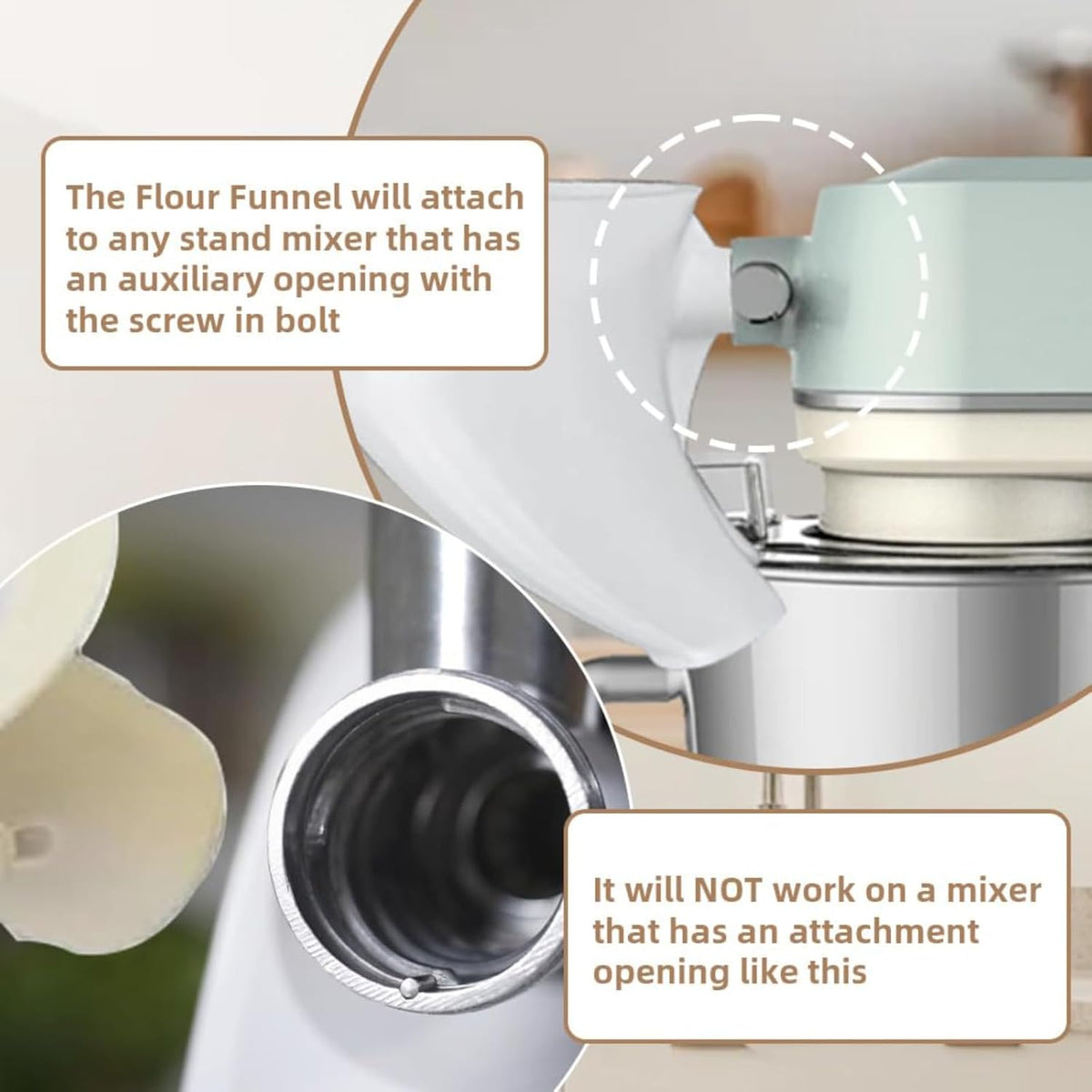 Flour Funnel for Kitchen Aid Mixer – Stand Mixer Attachment for KSM150 5-Quart Tilt-Head, Easy-Pour No-Mess Baking Tool, Fits Flour, Sugar & Egg Liquid, (Purple)