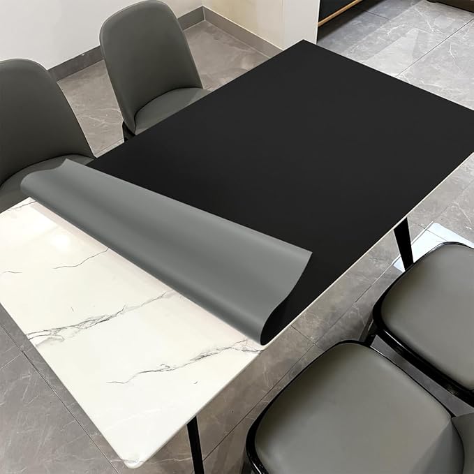 Leather Table Cover,1.8mm Thick,42x90 Inch Table Protector,Table Protector for Dining Room Table,Dining Table Cover,Table Protector Mat.(Black+Gray,42x90)