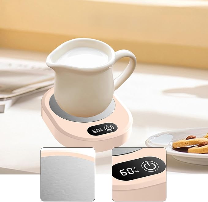 Amagogo Electric Beverage Warmer Plate Portable,Smart Coffee Heater with 4 Temperature Settings for Office Home, Pink