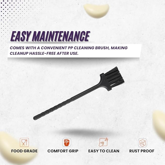 Garlic Press Rocker Set- Premium Garlic Crusher- Innovative & Fast Garlic mincer- Peeler and Scraper Included- Comfortable Grip