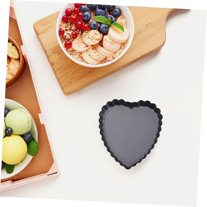 PRETYZOOM 6PCS Nonstick Mini Heart Shaped Tart Pans with Removable Bottom for Easy Release for Baking Cakes Pies and Desserts Valentine's Day and Special Occasions