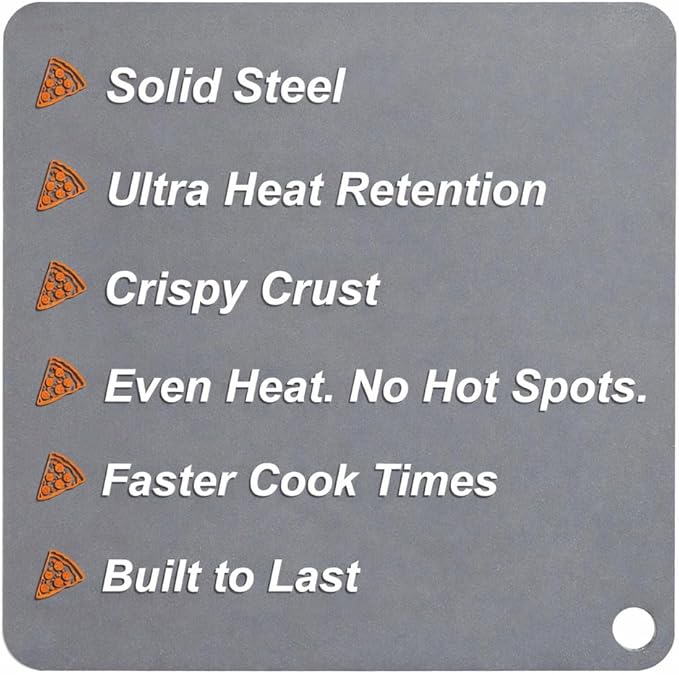 16" x 16" Pizza Steel, Deluxe Thickness Baking Steel for Homemade Pizza and More, Multipurpose Cooking Steel Plate for Ovens and Grills, Made in USA