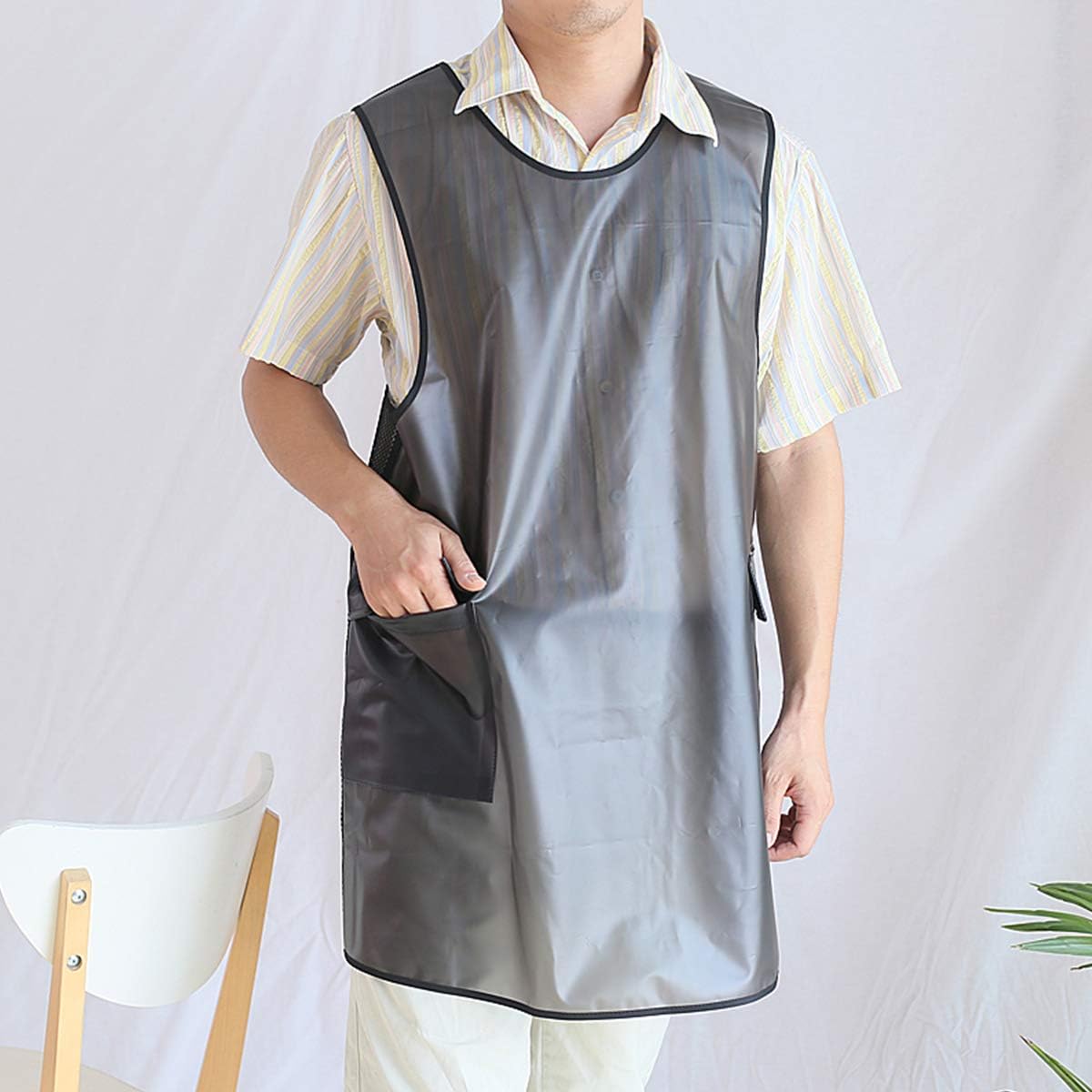 NEWGEM Japanese Linen Cross Back Cooking Aprons for Women Men with Pockets Cute for Baking Kitchen