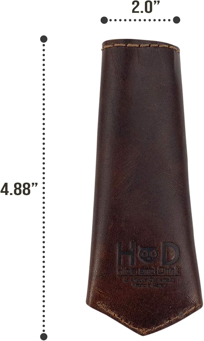 Hide & Drink, Hot Pan Handle Cover Handcrafted from Thick Full Grain Leather - Bourbon Brown