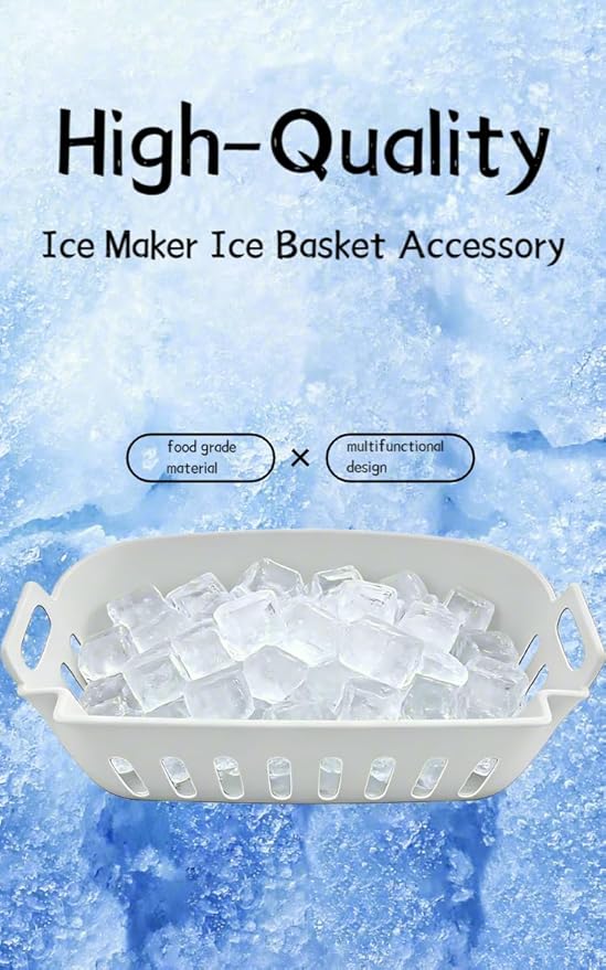 Ice Basket Replacement for Small Household Ice Makers - Food-Grade Plastic Ice Storage Bin Accessory with Drain Design (Size: 7.36"D x 4.88"W x 3.15"H) (HZB-16A)