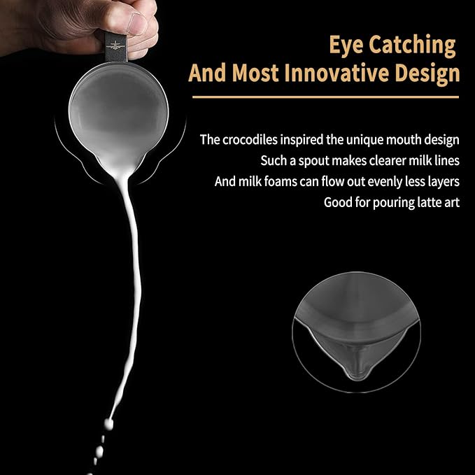 MHW-3BOMBER Espresso Steaming Pitcher Milk Frothing Pitcher Stainless Steel Milk Coffee Cappuccino Latte Art Barista Cup 20oz/600ml (Matte Black) P5033B-OS