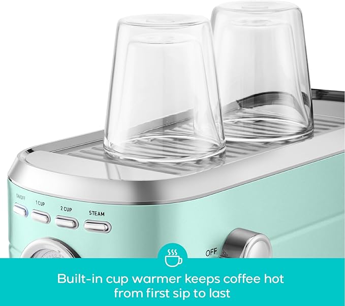 CASABREWS CM5418 Espresso Machine 20 Bar, Compact Espresso Maker with Steam Milk Frother, Stainless Steel Coffee Machine with 34oz Removable Water Tank for Cappuccino Latte, Pastel Green