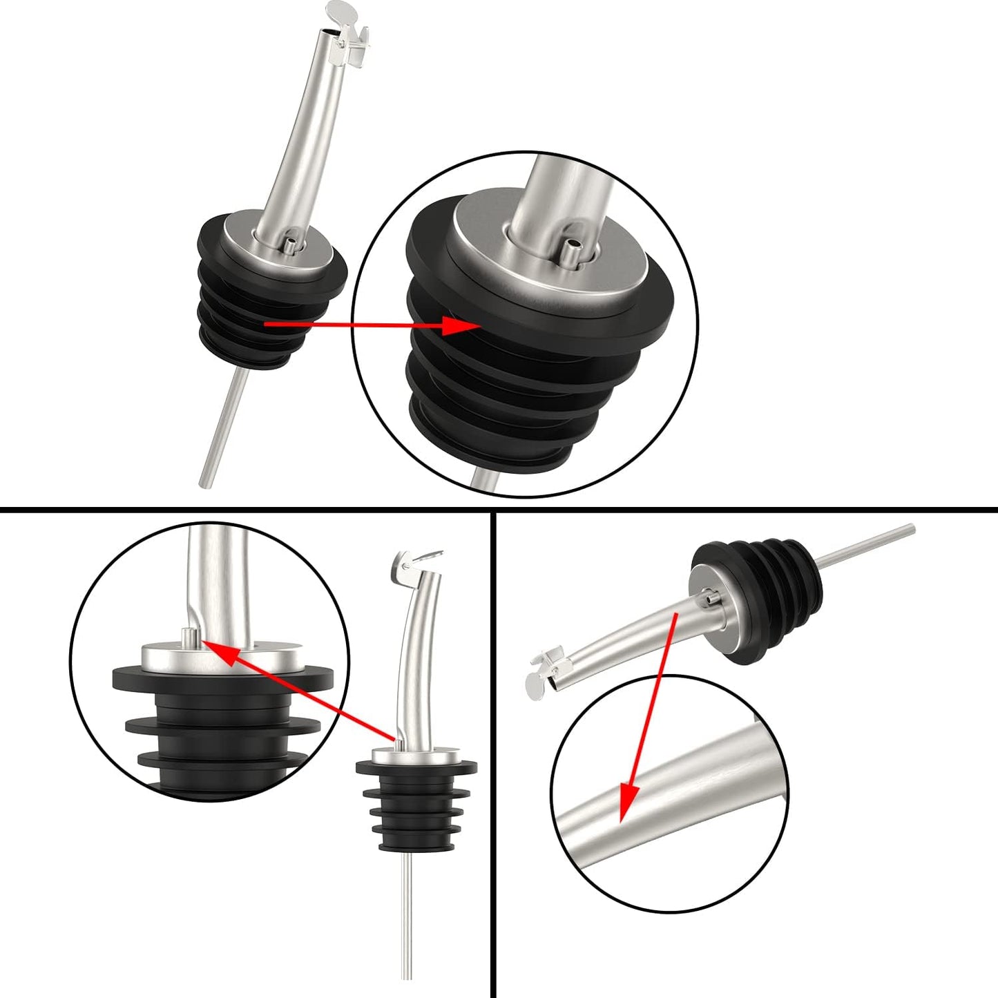 Axe Sickle 12 Pcs Oil Spout Liquor Bottle Pourer Spouts Stainless Steel Speed Pour Spouts Olive Oil Dispenser Spout with Flip Top for About 3/4"" Bottle Mouth