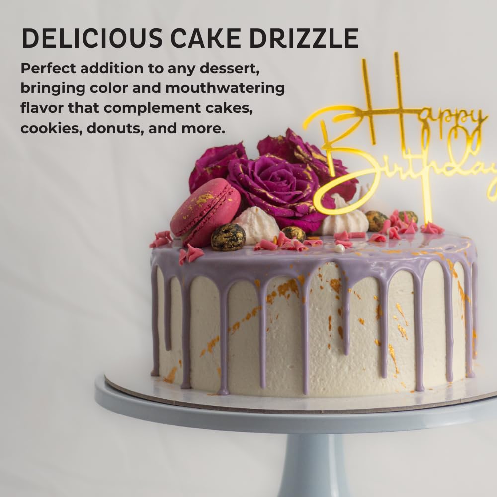 Blueberry-Flavored Cake Drizzle by Chefmaster, Edible Cake Drip Frosting for Decorating, Drip for Cupcakes, Cookies, Donuts, 5 oz