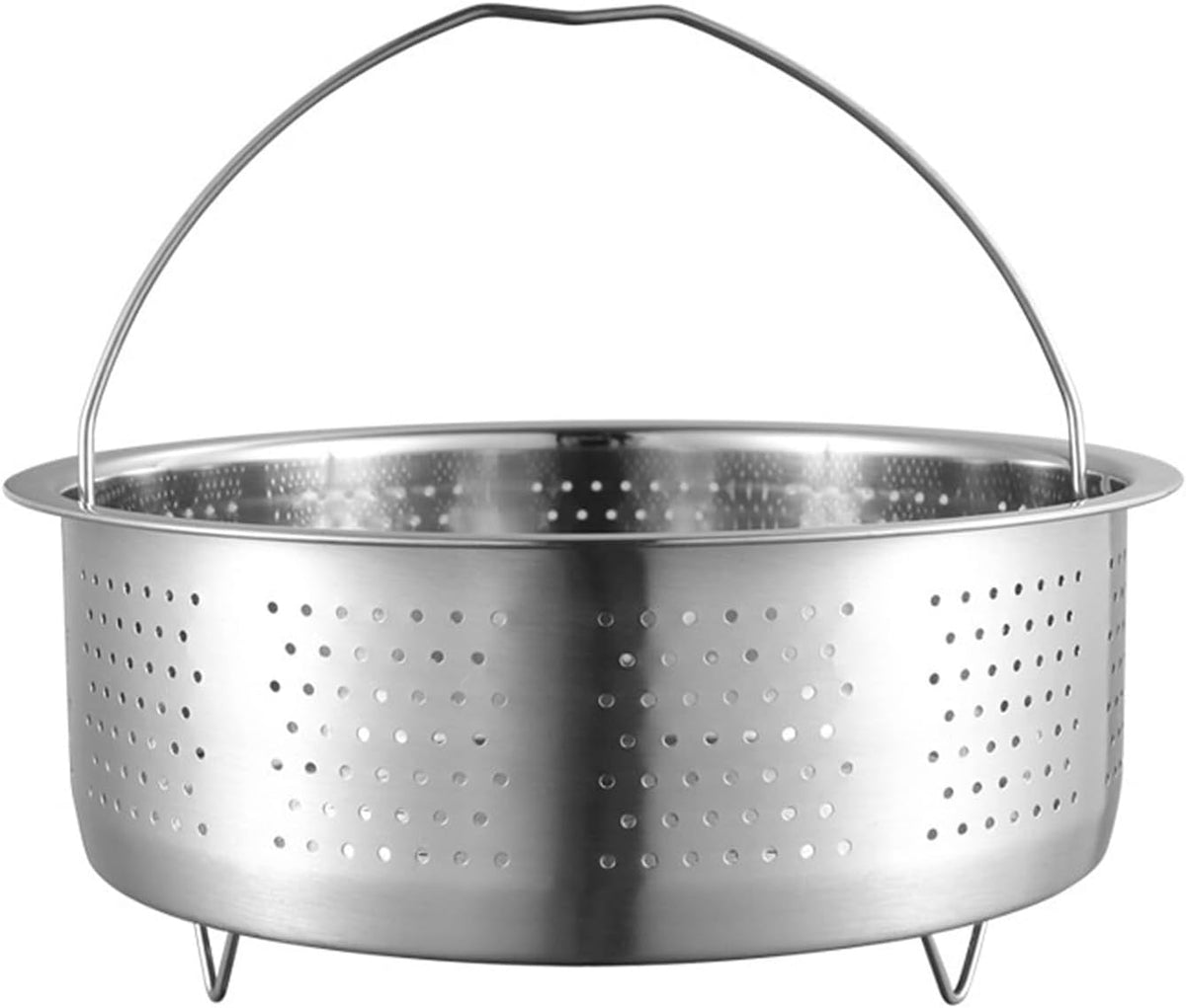Vegetable Steamer Basket, Stainless Steel, Round, Silver, 8.6in