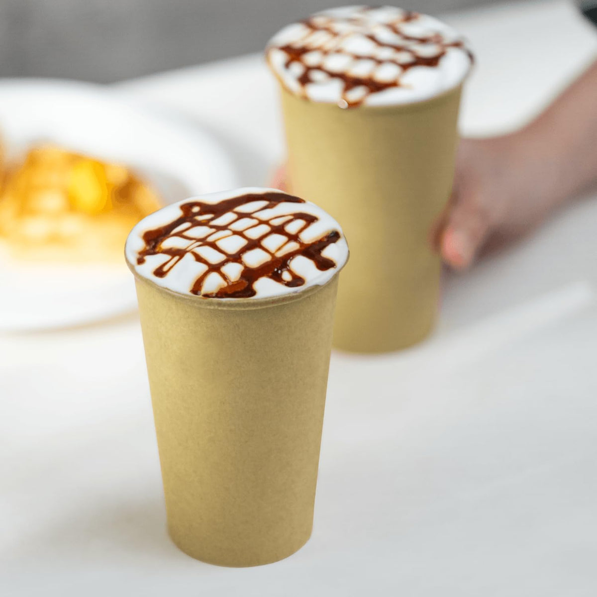 Karat 16z Kraft Paper Coffee Cups [1,000 ct] Disposable, Leak-Resistant Double Poly-Lined Hot Cups | Ideal for Cafes & Offices, 90mm