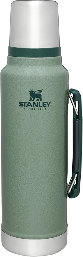 Stanley Classic Legendary Vacuum Bottle 1.5 qt | Wide Mouth with Leakproof Cup Lid | Keep Drinks Hot or Cold | Packable for Travel | Insulated Stainless Steel Thermos | BPA-Free | Hammertone Green