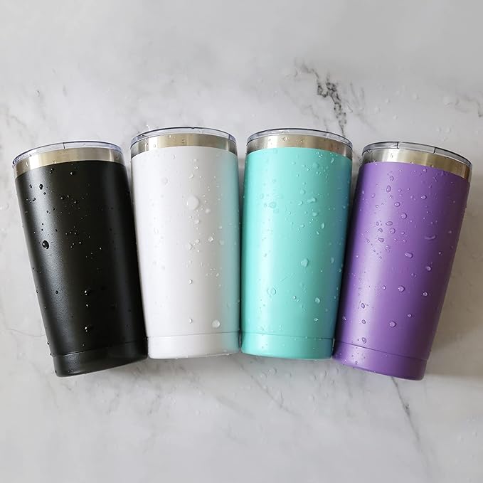 20oz Tumbler Vacuum Insulated Travel Mug with Lids, Stainless Steel Double Wall Bulk Cup Wine Tumblers for Home, Office, Outdoor Suitable for Vehicle Cup Holders(Set of 6, Navy)