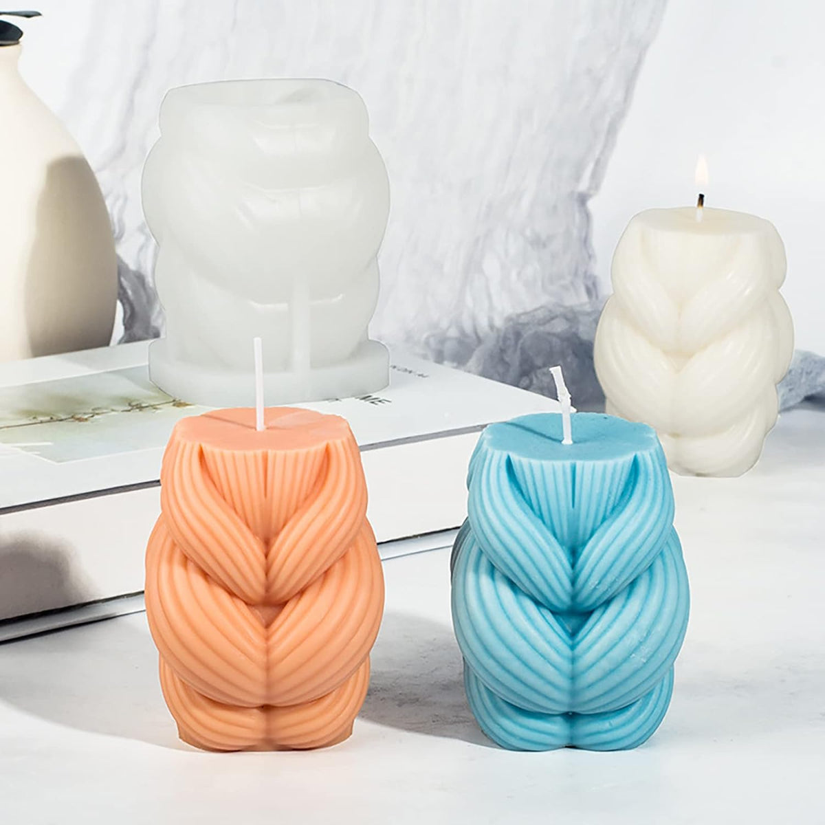 Spiral Candle Mold Spiral Cylinder Mold Pillar Candle Mold Soap Mold Clay Mold Candle Making Molds Craft Supplies 3D Mold Silicone Mold for Resin Resin Casting Mold