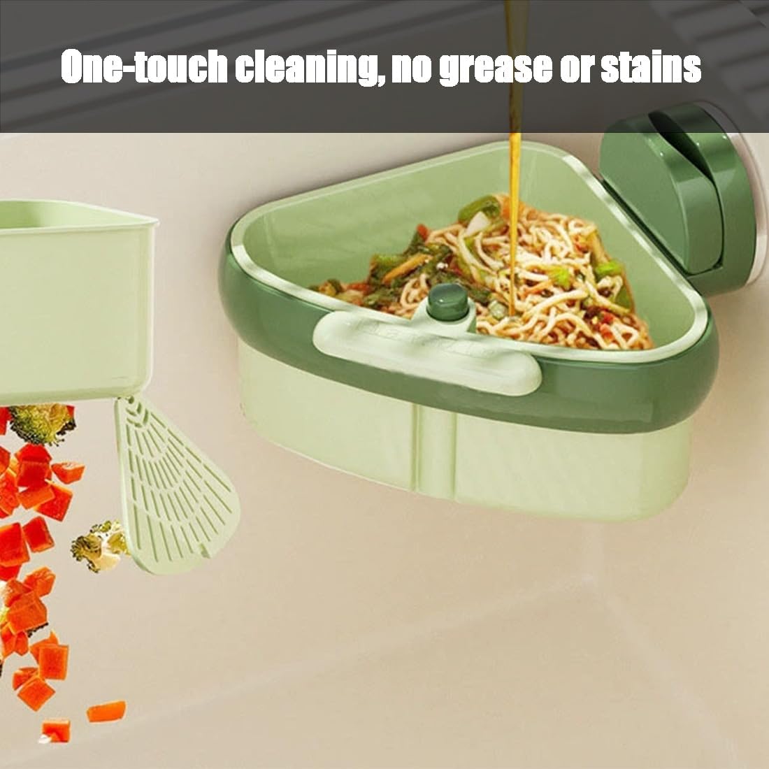 Suction Cup Sink Corner Rack, Sink Strainer Basket, 2025 New Upgraded Suction Cup Press Sink Drainer Basket, Press Automatic Dumping Sinks Strainer Basket (2pcs-b)