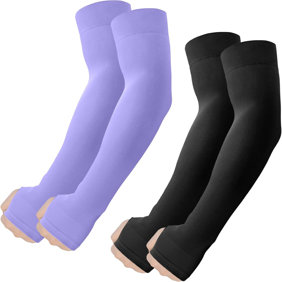 Arm Sleeves with Thumb Hole, Cooling UV Protection Compression Tattoo Cover Up for Men/Women