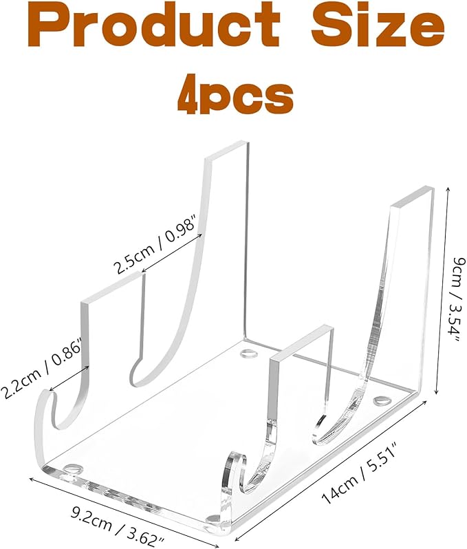 4 Pcs Acrylic 2-Tier Plate Display Stand,Clear Dinnerware Holder for China Platters Kitchen & Cabinet Organizer Rack for Tableware Display (2-Tier)