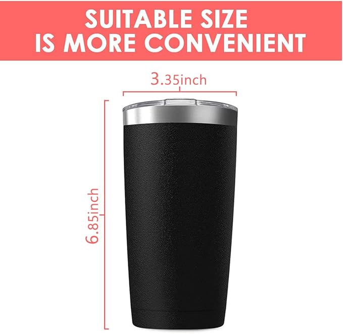 8 Pack 20oz Tumbler Vacuum Insulated Travel Mug with Lids, Stainless Steel Double Wall Bulk Cup for Home, Office, Outdoor Suitable for Vehicle Cup Holders(Black)