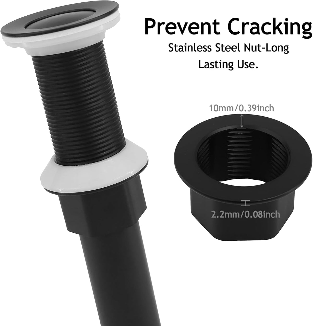 Bathroom Sink Drain,Drain Stopper Bathroom Sink Without Overflow,Small Cap Pop Up Drain Assembly with Detachable Strainer Basket,Built-in Anti-Clogging, Stainless Steel Nut Matte Black